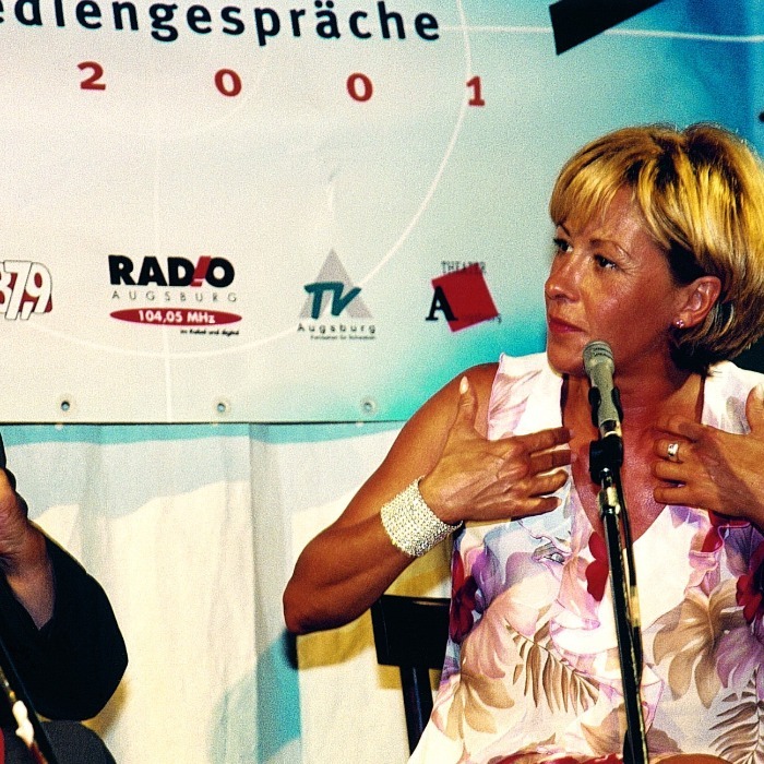 Margarete Schreinemakers im Interview auf Bühne
