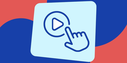 Hand drückt auf Play-Button 