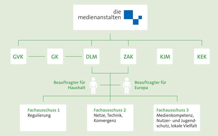 Schaubild Struktur der Landesmedienanstalten