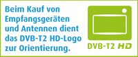 Logo DVB-T2 HD Aufkleber auf Geräten