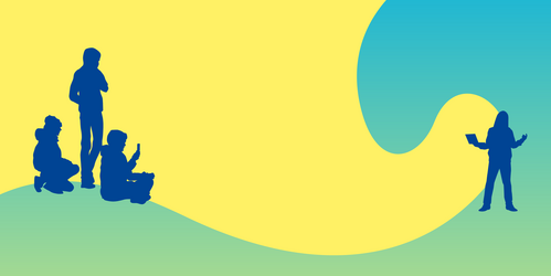 Visual zum Ratgeber gegen digitale Hasskriminalität -
Jugendliche stehen einem anderen Jugendlichen gegenüber