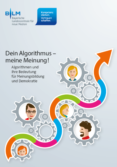 Schlangenlinie zwischen Zahnrädchen - Titelbild der Algorithmen-Broschüre der BLM