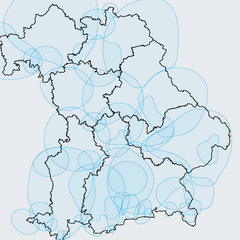 Visual der Publikation privater Hörfunk in Bayern - Bayernkarte in Kreisen